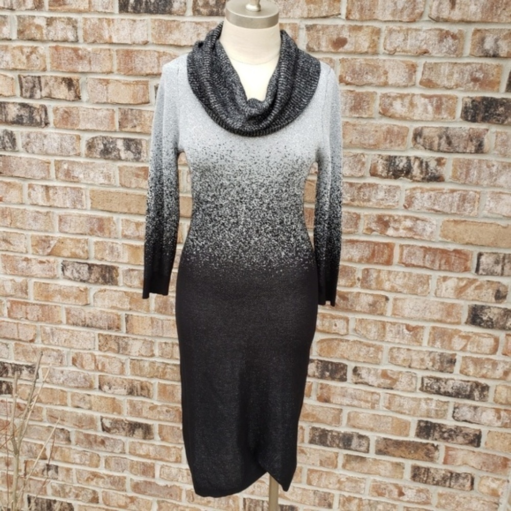 NWT NY Collection Ombre Cowl Neck Sweater Dress S